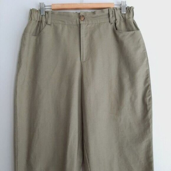 ANKO / Linen Cotton Blend Casual Pants Sage Green Sz 12 - Picture 3 of 10